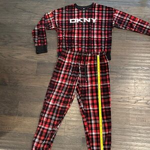 DKNY Red and Black Plaid Pajama Set